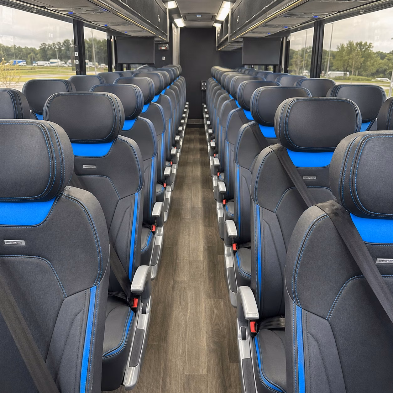 56 passenger charter bus inside
